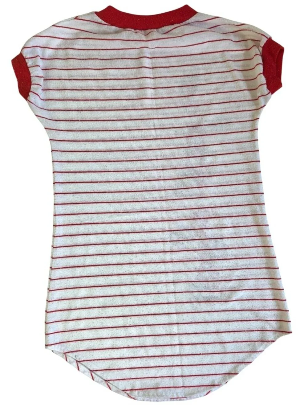 Vtg Toddler Night Gown Red White Striped Teddy Bear Graphic Sleepshirt 3T Rad